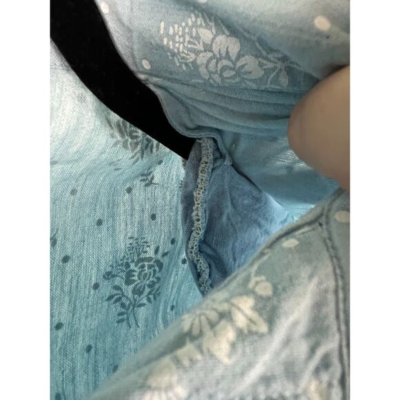 VTG 90s Dreams Floral Romper Elastic Waist Button Chambray Cottagecore Petite LG - Picture 5 of 9